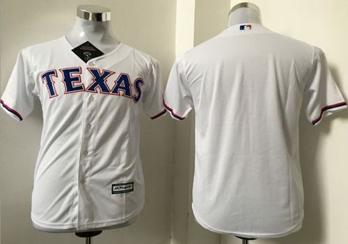 Rangers Blank White Cool Base Stitched Youth MLB Jersey - Click Image to Close